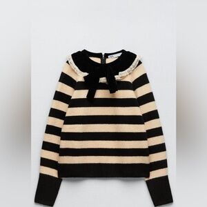 Zara velvet bow knit sweater size L